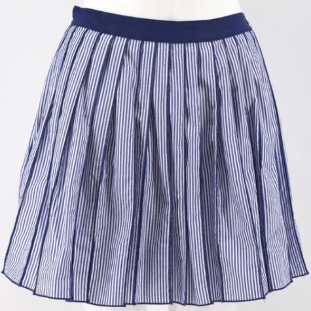 NWT Vineyard Vines Poplin Stripe Pleated A-Line Stripe Skirt Size 0 Blue White